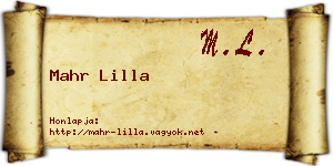 Mahr Lilla névjegykártya